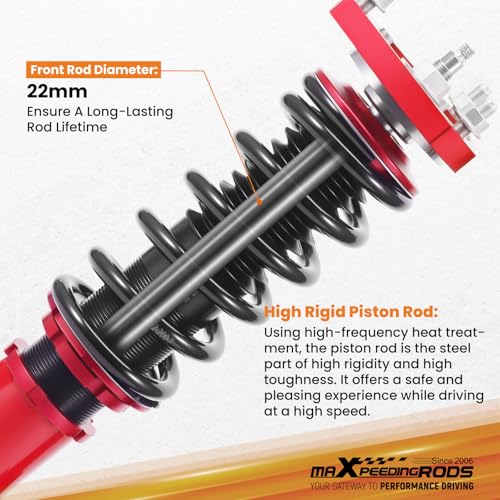 maXpeedingrods Coilovers for Honda Civic 2012-2015 FG3 FB2, 24 Levels Damper Adjustable Coilovers Suspension Kit, Height Adjustable Struts, Lowering Kit, Red