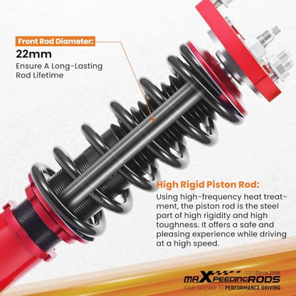 maXpeedingrods Coilovers for Honda Civic 2012-2015 FG3 FB2, 24 Levels Damper Adjustable Coilovers Suspension Kit, Height Adjustable Struts, Lowering Kit, Red