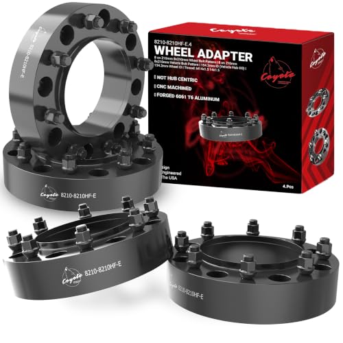 Wheel Accessories Parts 2 Pcs Hub Centric Wheel Spacers 8 on 210mm 2.00 Inch Thick 154.2mm Hub M14x1.5 14x1.5 Thread Stud Fits Chevrolet Silverado GMC Sierra 3500HD (Dually - Front Only) - size: With Lip, style: 2.00" Alum (4 Pack)