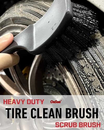 oesee Professional 4 Pack Long Handle Wheel Brush Kit for Cleaning Wheel and Tire- 2X Soft Wheel Cleaning Brush, Detailing Brush and Stiff Tire Brush, Bendable& Durable Wheel Rim Cleaner Brush Set - color: Red/Black, size: 4-Pack