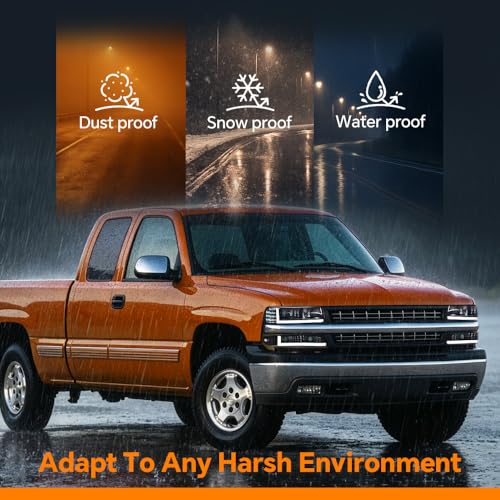 G-PLUS LED DRL Headlights, Compatible with 1999-2002 Chevy Silverado/2001-2002 Silverado 1500HD 2500HD/00-06 Tahoe Suburban 1500 2500, Bumper Headlamps, 2Pcs Smoky (Left+Right) - size: [LED Black] 1999-2002 Silverado