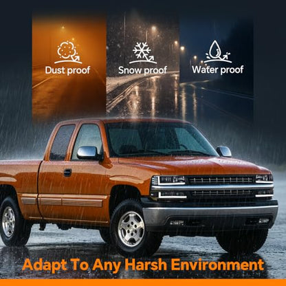 G-PLUS LED DRL Headlights, Compatible with 1999-2002 Chevy Silverado/2001-2002 Silverado 1500HD 2500HD/00-06 Tahoe Suburban 1500 2500, Bumper Headlamps, 2Pcs Smoky (Left+Right) - size: [LED Black] 1999-2002 Silverado