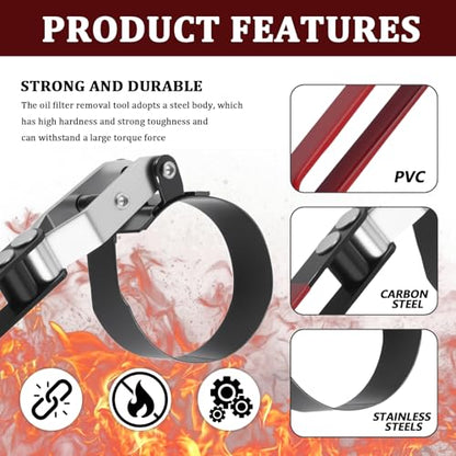 Adjustable Oil Filter Wrench,180° Swivel Small Oil Filter Wrench with Non-Slip Handles,Portable Oils Filters Removal Tool as Car Repair Tools for Filters 2-3/8" to 2-61/64"