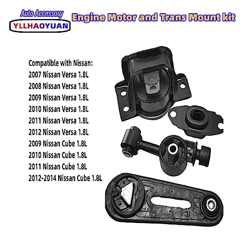 Yllhaoyuan Set of 4 Motor Mount Kit for 2007-2012 Nissan Versa 1.8L - size: 2007-2012 Nissan Versa 1.8L