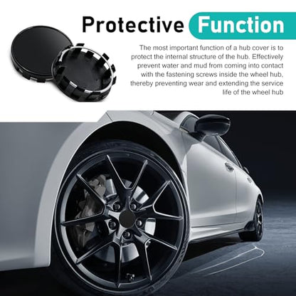 4 PCS Wheel Center Caps, ABS Plastic Snap-in Hub Cap, Waterproof Scratch-Resistant Rim Cover Fit for wheels with diameters between 1.96 and 2.1 inches, Universal for Most Cars (Black) - color: Black