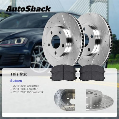 AutoShack Front Vented & Rear Solid Silver Zinc Coated Rotors & Pads - style: SilverShiled Pro & Pad