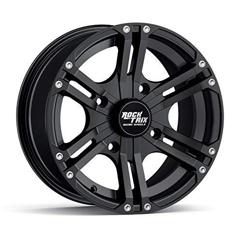 RockTrix RT101 15x7 ATV UTV Wheel 4x110 4+3 Offset, Matte Black, 4pc Set - size: 15x7 (4+3)