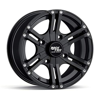 RockTrix RT101 15x7 ATV UTV Wheel 4x110 4+3 Offset, Matte Black, 4pc Set - size: 15x7 (4+3)