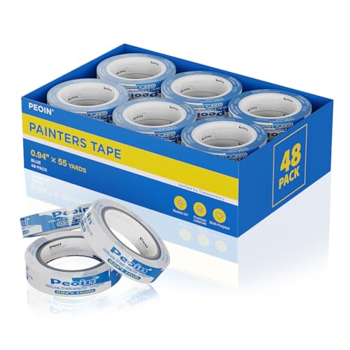 48 Roll Blue Painters Tape 1 Inch Wide Bulk Masking Paint Tape 0.94inx55yds - size: 0.94 Inch X 48 Rolls
