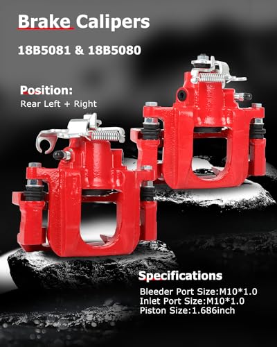 cciyu Rear Left & Right Disc Brake Calipers w/Bracket 18B5081 18B5080 - size: Rear[18B5081+18B5080]