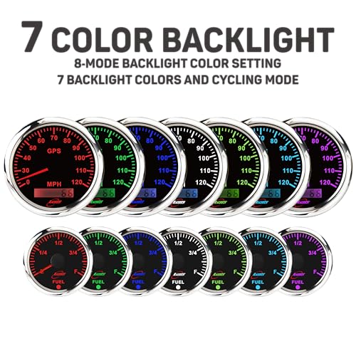 RACETECH 6 Gauge Instrument Set 120 MPH 8000 RPM - Black Dial