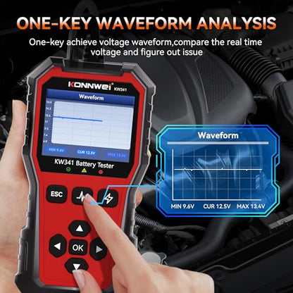KONNWEI KW341 6V 12V 24V Automotive Battery Tester, Car Battery Load Tester - size: 7.68*3.74*2.17 inch