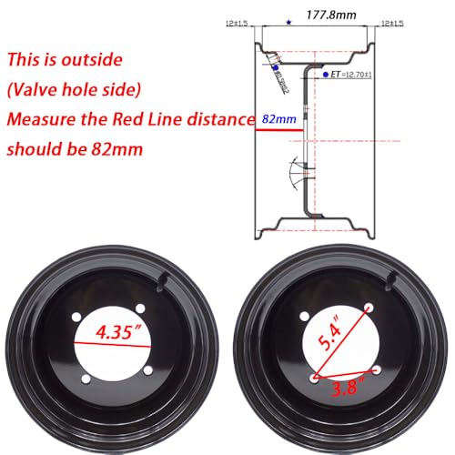 Front Rear 12x7 ATV Rim UTV Wheel Steel Rim 4/137 12 x 7 offset 4+3 for Kawasaki Mule 500 520 550 610, Teryx 4, Set of 4 Rims
