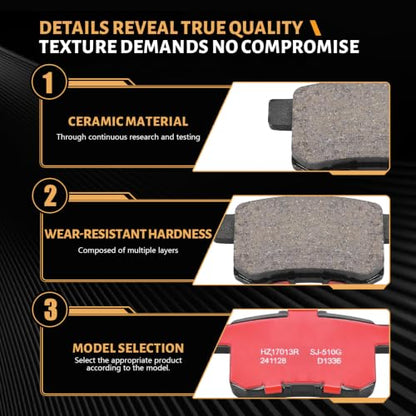 D1336 Rear Ceramic Brake Pads Kit Fit For Acura TSX 2009-2014, For Honda Accord 2008-2017 - style: HZ1336H