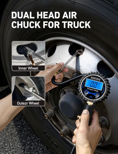 AstroAI Digital Tire Pressure Gauge with Inflator, 3-250 PSI ±1% Precision - color: Blue2
