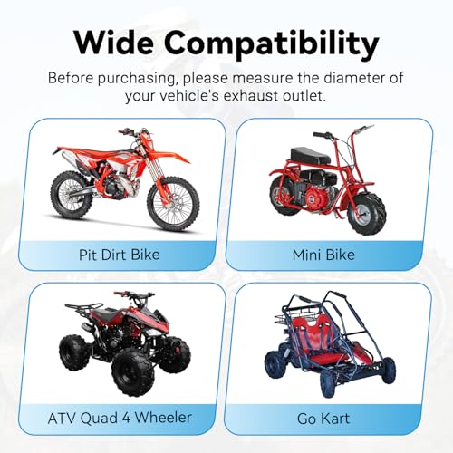 EOPOAYI Stainless Steel 1.1 Inch Motorcycle Muffler Compatible with 125cc 110cc Pit Dirt Bike SSR Taotao Coolster Apollo, Universal 28mm Exhaust Silencer for ATV 4 Wheeler Mini Bike Go Kart Parts