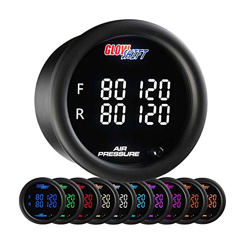 GlowShift 10 Color Digital Quad Air Pressure Gauge Kit, 2-1/16" 52mm