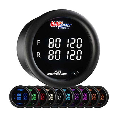 GlowShift 10 Color Digital Quad Air Pressure Gauge Kit, 2-1/16" 52mm