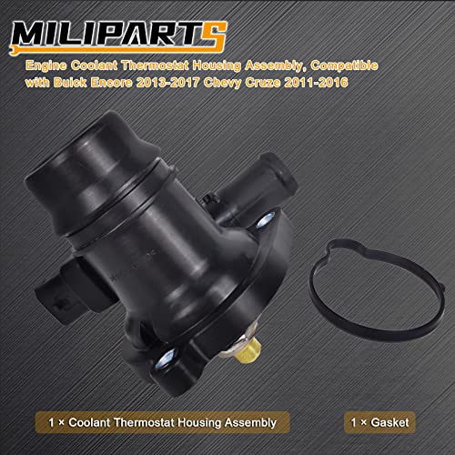 Engine Coolant Thermostat Housing Assembly, Compatible with Buick Encore 2013-2020 Chevy Cruze 2011-2016 OE 55579010 25200455 131-180 - color: Black-New