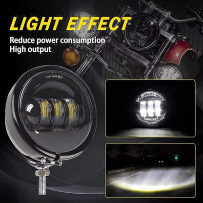 SKTYANTS 4.5 Inch Fog Light Auxiliary Spot Passing Light Lamp with 4.5 Inch Housing Bucket Bracket Mount Compatible with Touring Electra Glide (Black) - color: Black