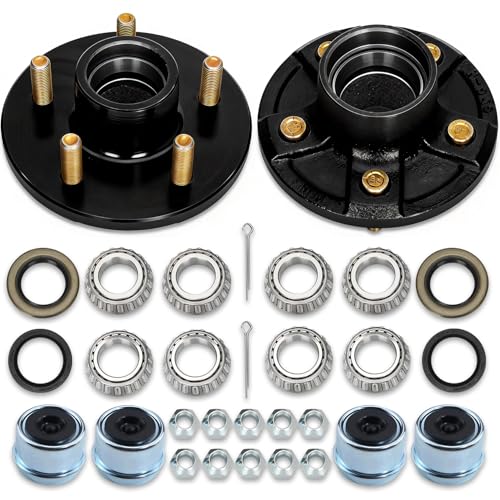 2 Sets 2000lb Trailer Axle Trailer Hub Kit 5 Bolt 4.5",Trailer Hub 5 Lug fit 1" and 1-1/16" Trailer Straight Spindle,5×4.5 Trailer hubs,Boat Trailer Hubs 5 Lug(Only Fit Straight Spindle) - size: 5*4.5" Trailer Hub Kit for 2000 lbs Axle