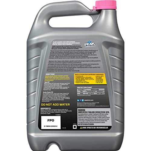 PEAK Fleet Charge SCA Precharged 50/50 Prediluted Antifreeze and Coolant for All Heavy Duty Engine Cooling Systems, 1 Gal. - size: 50/50
