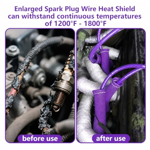 Spark Plug Wire Heat Sleeves 8 Pack High Temperature Protection up to 2500°F for SBC BBC 350 454(Purple) - color: Purple