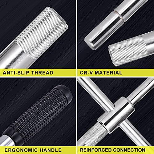 Spurtar Extended 4 Way Lug Wrench, Tire Iron Lug Nut Wrench, Tire Nut Remover Tools 1/2 Drive with 17/19mm and 21/23mm Sockets - size: Extendable