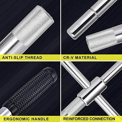 Spurtar Extended 4 Way Lug Wrench, Tire Iron Lug Nut Wrench, Tire Nut Remover Tools 1/2 Drive with 17/19mm and 21/23mm Sockets - size: Extendable