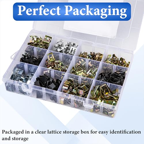 240 PCS 12 Sizes Auto Car U-Clips, Metal Trim Clips, Trim Moulding Clip Kit