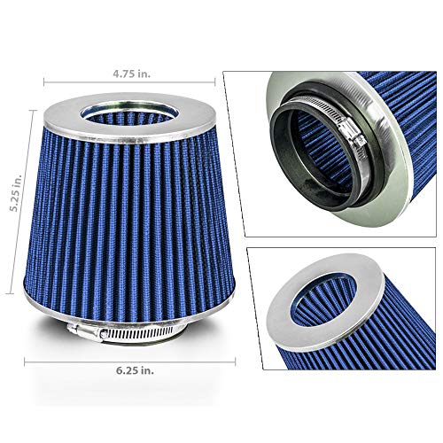 Mortar Aftermarket Auto Air Filter Replacement - Car Enthusiast Class Universal Cold Air Intake Gulps in More Air for More Engine Power & Passionate Induction Sound, 2.5 In, Blue - color: Blue, size: 2.5