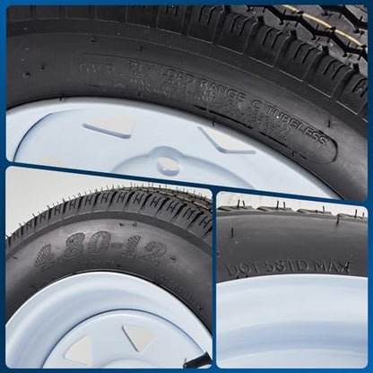 Garvee 2 Pack 4.80-12 4.80x12 480-12 Trailer Tires with 12 inch Rims - size: 4.80-12, style: 5 lug on 4.5"