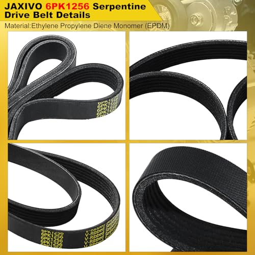 6PK1255 Serpentine Belt V-Ribbed Drive Belt for 12-17 Accent,17-21 Elantra,15-19 Sonata,12-17 Veloster,16-20 Optima,12-22 Soul‎ L4 1.6L,12-17 Camry,09-18 RAV-4 2.5L - size: 6PK1255-1255mm