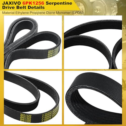 6PK1255 Serpentine Belt V-Ribbed Drive Belt for 12-17 Accent,17-21 Elantra,15-19 Sonata,12-17 Veloster,16-20 Optima,12-22 Soul‎ L4 1.6L,12-17 Camry,09-18 RAV-4 2.5L - size: 6PK1255-1255mm