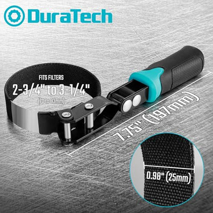DURATECH Anti-Slip Small Swivel Oil Filter Wrench, 2-3/4" to 3-1/4" - size: Small (Fits Filters 2-3/4" to 3-1/4"), style: Anti-slip