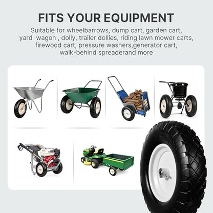 16" 4.80/4.00-8 Flat Free Wheelbarrow Tire & Wheel, 2-Pack