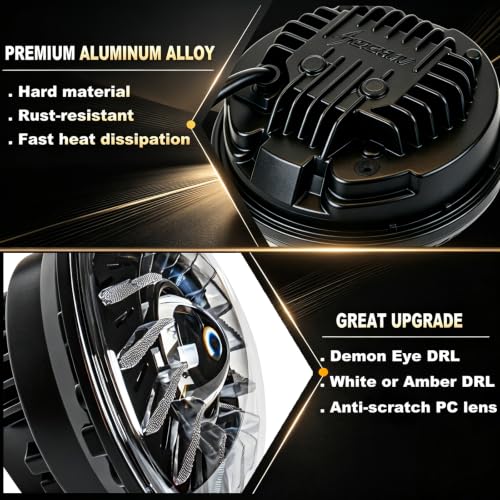 5.75 Demon Eye White/Amber DRL Motorcycle Headlight for Indian Scout 883 72 - color: DEMON EYE W/Y DRL