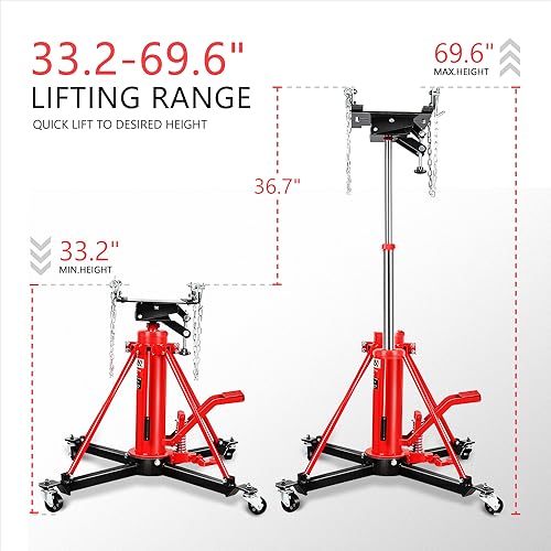 DNA Motoring Hydraulic Transmission Jack - 1 Ton 2204 lbs Capacity High Lift Telescoping Floor Jack Stand,33.2"-69.6" Lifting Range,TOOLS-00319 - style: 1 Ton