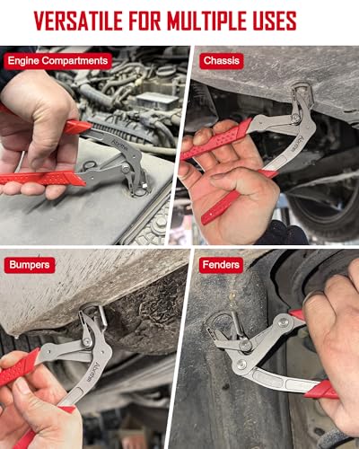 Car Clip Pliers, Panel Clip Removal Tool for Plastic Fasteners, Red - color: Red