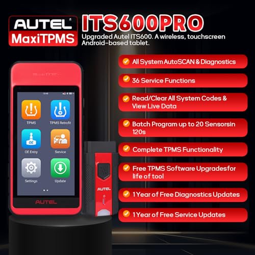 Autel MaxiTPMS ITS600Pro TPMS Programming Tool with Full TPMS, Upgraded Version of TS508 TS608 MK808TS ITS600 Complete TPMS Functions, 36+ Services, All System Diagnostics Free Lifetime TPMS Updates