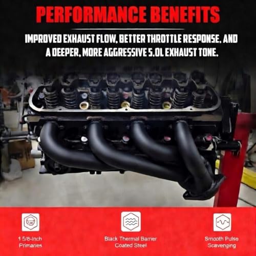 Black Shorty Headers 79-93 5.0L Ford Mustang Foxbody With Copper Gaskets - size: Black Thermal Coated Shortys 5.0L Fox Body