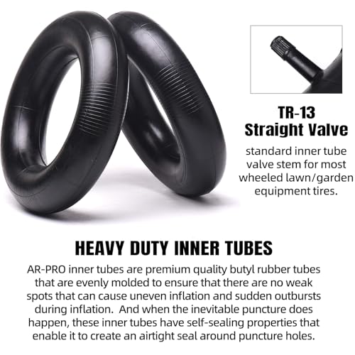 (2-Set) AR-PRO 4.80/4.00-8" Tire and Inner Tube Set - Universal Replacement Tires and Inner Tubes with 15.5" Outer Tire Diameter and 4.80" Tire Width - Fits on Dollies, Trolleys, Wagons, and More - size: 4.80/4.00-8
