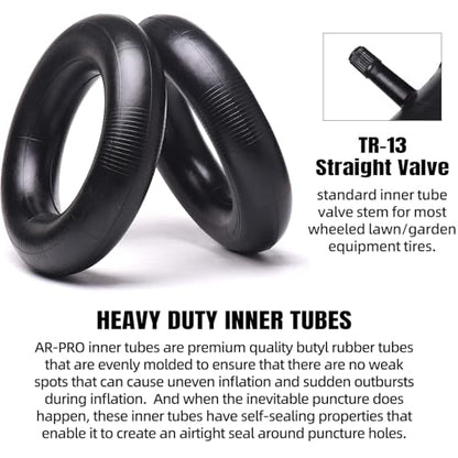 (2-Set) AR-PRO 4.80/4.00-8" Tire and Inner Tube Set - Universal Replacement Tires and Inner Tubes with 15.5" Outer Tire Diameter and 4.80" Tire Width - Fits on Dollies, Trolleys, Wagons, and More - size: 4.80/4.00-8