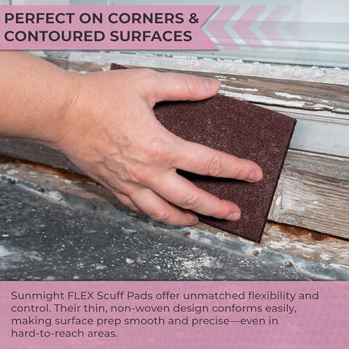 Sunmight Scuff Pads for Paint Prep Retail Pack 6" x 9" - Maroon 80100R - Aluminum Oxide - Surface Prep & Sanding Cloth - Abrasive Hand Pads for Auto, Marine, Aerospace- 3 Very Fine Sanding Sheets - color: Maroon