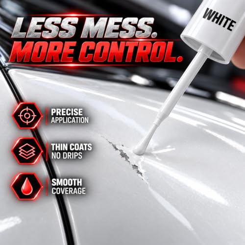 Pearl White Car Touch Up Paint Pen，Scratch & Chip Repair, for Auto & Rim - color: White