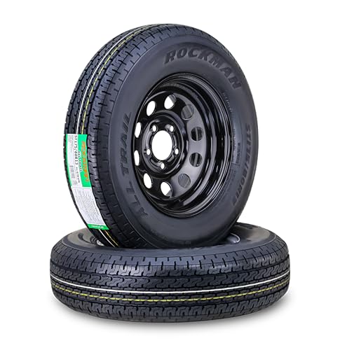 ROCKMAN Trailer Tire Wheel ST175/80R13 6-Ply C 91M 5X4.5" Black Mod Rim,Pk2 - size: ST175/80R13 6PR /5x4.5