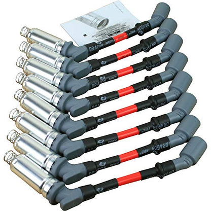 DRAGON FIRE PERFORMANCE 10mm Spark Plug Wire Set Compatible with 2005-2008 GM Avalanche Corvette Escalade CTS Silverado Tahoe Yukon H3 LS1 4.8 5.3 6.0 6.2 Replaces 9748RR 19297032 OEM Fit PWJ121-HS
