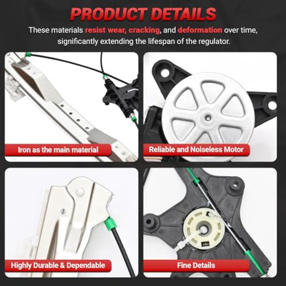 PZ Front Left Driver Side Power Window Regulator with Motor Assembly Compatible with 2008-2020 Dodge Grand Caravan, 2008-2016 Chrysler Town & Country, 2012-2015 Ram C/V, 748-508 - style: 748-508