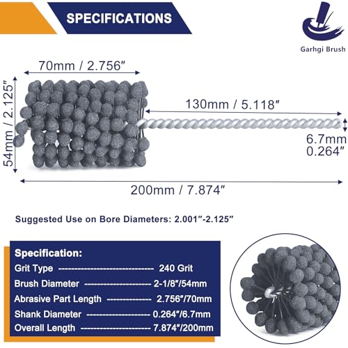 Garhgi 2-1/8 Inch (54mm) Cylinder Hone with 240 Grit Silicon Carbide Ball - size: 2.125"(54mm), style: 240 Grit