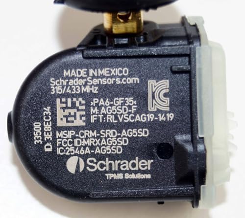 Schrader TPMS Solutions 33500 EZ-Sensor® 314.9 MHz, 315 MHz, 433 MHz Programmable TPMS Sensor w/Fixed Angle Snap-in Valve. Must Be Programmed with Schrader Compatible Tool Before Installation (2)